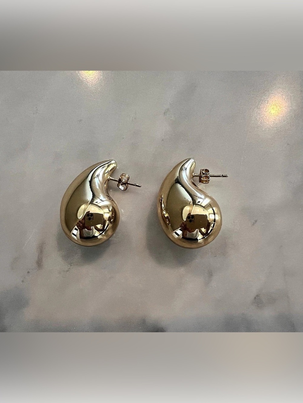 Gold Chunky Teardrop Earrings Like New